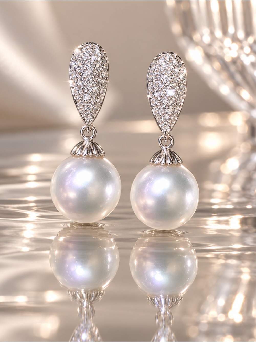 Pearl Drop Earrings, Silver Pearl Earrings, Elegant Dangle Earrings